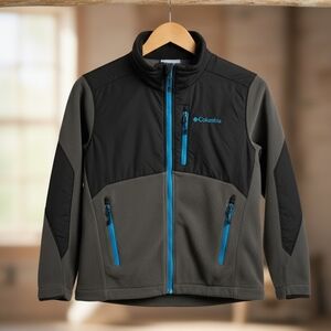 Columbia Kids' Black and Gray Puffer Jacket with Blue Accents